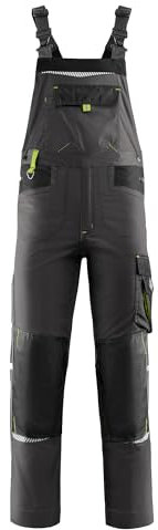 Prisma Salopette De Travail Homme - Salopette Homme Avec Poches Multifonctionnelles, Genoux Renforcés, Taille Élastique, Bretelles Réglables, Éléments Réfléchissants - Gris EU64