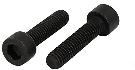 sourcing map 2pcs M6x25mm Vis Filetage Gauche à Tête Six Pans Creux Cylindrique Boulon 8.8 Grade Acier au Carbone Filetage complet