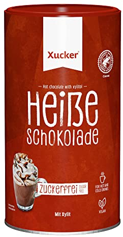 Xucker Heiße Schoki ohne Zucker - Leckerer Kakao mit Birkenzucker I Zuckerfreie Schokolade zum Trinken I heiß oder kalt genießbar I 800g