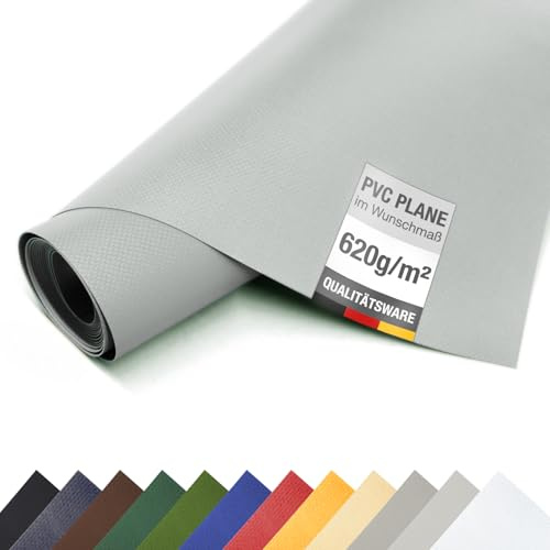 ANKO PLANEN (620g/m²) LKW-Plane/PVC-Plane - 320cm breit - Meterware ohne Ösen Gewebeplane Schutzplane Industrieplane (3,2m x 7m, Grau RAL7042)