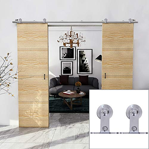 CCJH 9FT/274cm Schiebetürbeschlag Edelstahl, Schiebetürsystem Schiebetür Beschlag Schiebetürbeschlag Laufschiene Holztür Doppeltür