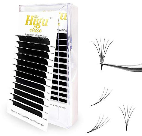 Higu clace Easy Fan-Lashes, DIY Individual Lash Extensions D Curl 11mm Eyelash Extensions Easy Fan Volume Lashes Rapid Blooming Lashes Self Fanning 2D-10D-20D Easy Fanning Lash Extensions(0.07 D 11mm)