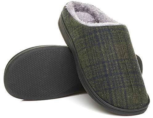 AJVANI flat winter fur lined memory foam mules slippers house shoes size 11 45