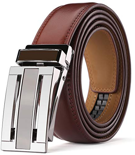 KAERMU Gürtel Herren,Ledergürtel Herren Ratsche Automatik Gürtel für Männer 30mm Breit (Rotbraun C1, Länge 130cm Geeignet für 28-44 taille)