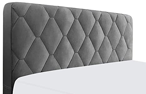 WSGJHB Bett Kopfteil Bezug Bettkopfteil Hussen Kopfteilbezug Staubdicht Verdicken Gesteppt Einfarbig Baumwolle Kopfbedeckungen Kopfende Bettdecke,Grau,200cm(79inch)