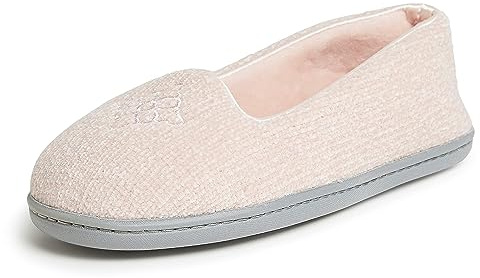 Dearfoams Women's Rebecca Lightweight Cozy Memory Foam Closed Back Slipper with Wide Widths, Dusty Pink, 7-8