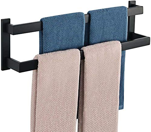 SAYAYO Handtuchhalter Schwarz Handtuchstange Multilayer Gästehandtuchhalter Wandmontage Edelstahl Doppelt Badetuchhalter für Badezimmer und Küche 60CM