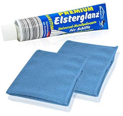 Helmecke & Hoffmann * Elsterglanz Maritim Universal-Metallpolierpaste 150 ml + 2 Mikrofaser-Tücher