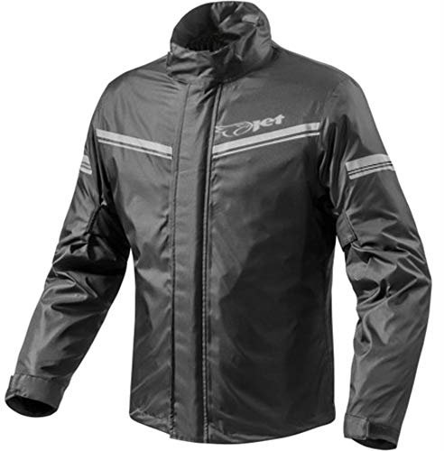 Jet Chaqueta Protectora Impermeable para Motocicleta con Funda de Transporte (XS, Negro)