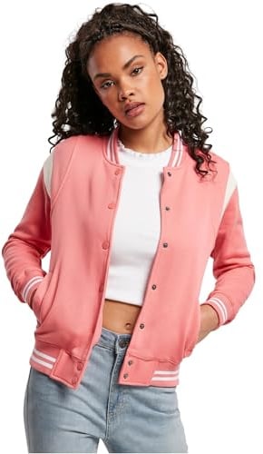 Urban Classics Ladies Inset College Sweat Jacket, palepink/whitesand, 3XL