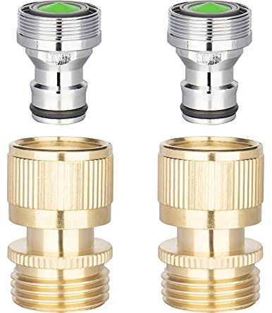 WHK Kitchen Quick Connect Faucet Adapter,Portable Washer Adapter Bathroom Sink Faucet Snap Adapter to Garden Hose 15/16 in.-27M or 55/64 in.-27F x3/4 inch GHT Female for Washer, Indoor Sink（2packs
