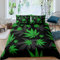 Homewish Marihuana Gras Blatt Bettgarnitur, Cannabis Blätter Bettwäsche Set Vibrant Green Print Bettbezug Gothic Nature Pflanzen Blatt Bettbezug-Set Schwarz Grau Marihuana Blatt Bettwäscheset 135x200