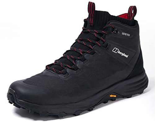 Berghaus Men's Vc22 Multisport Gore-Tex Mid-Ankle Walking Hiking Boots | Durable | Waterproof | Breathable | Vibram, Black/Red, 12