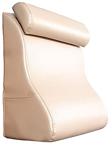 CHENGH Kopfteil Rückenkissen Sofa Kissen Rückenstützkissen Lendenkissen Rückenlehne Nackenstützkissen Bett Couch Lesen Kopfkissen, Leder Schwamm Keil Kissen Für Alter Mann,Khaki-55×30×60cm