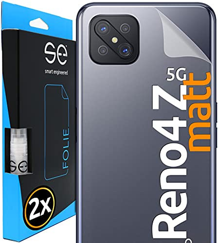 2x se® 3D SCHUTZFOLIE Rückseite Entspiegelt für Oppo Reno4 Z 5G ,Anti-Staub, Backcover, einfache blasenfreie Installation, Ultra-Klar,Schutz vor Schmutz, Stoß-Kratzfest, aus Deutschland