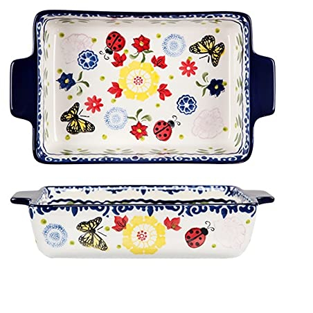 SkadMan Cazuela Cerámico de cerámica de cerámica Rectangular Bandeja de arroz al Horno Exportación Cerámica Horno Horno Utensilios Hogar Utensilios Set Cocina de Restaurante, etc. (Color : A)