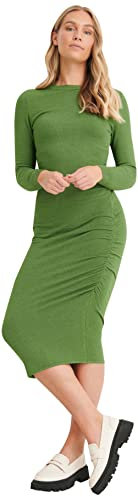 NA-KD Knitted Ruching Midi Dress Vestido Informal, Verde (Forest Green), XL para Mujer