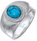 Kuzzoi Siegelring Herrenring mit Howlith (10 mm) Stein Türkis, 925 Sterling Silber poliert, Massiver Silberring im Vintage Style, Ring für Männer, Ringgröße 66, 0611451121_66