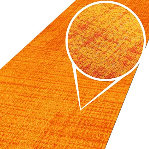 ANRO Läufer Flur Teppich Wohnzimmer Teppichläufer Anton Gelb 100x100 cm | Velours rutschfest · Flurteppich · waschbar · Meterware · Flurläufer