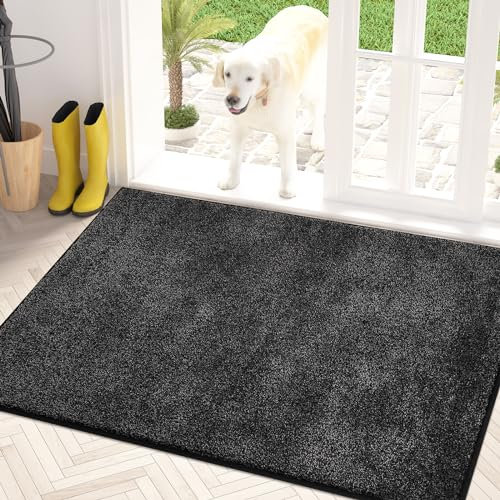 PURRUGS - Door Mat 34 x 59 Non Slip Machine Washable Shoe Scraper Dog Doormat Super Absorbent Welcome Mat for Front and Back Door,