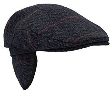 WALKER AND HAWKES Unisex Schiebermütze mit Ohrenklappen - Tweed - Blauer Tweed - S (57cm)