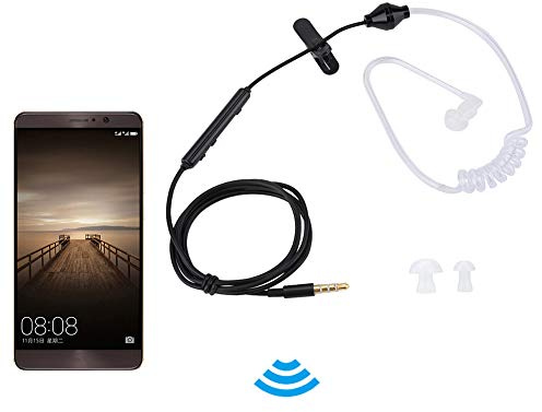 Elprico Auriculares Intrauditivos, Auriculares con Cable de Seguridad de Tubo de Aire Audiovisual Profesional con Micrófono, Auriculares con Cable para un Auricular(Tubo Blanco línea Negra)