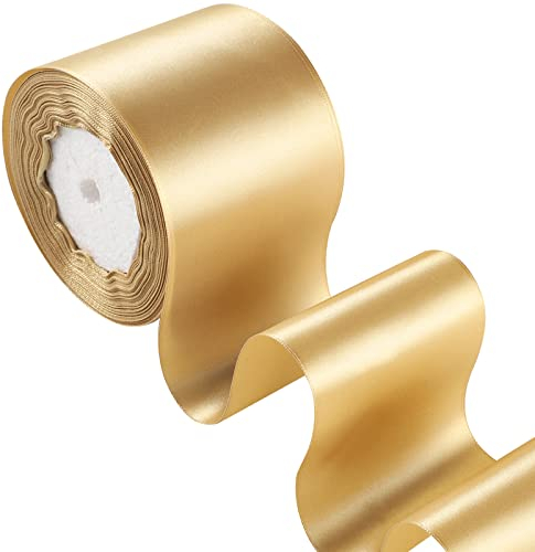 22m Geschenkband Gold, 80mm Satinband Gold Geschenkband Breit Dekoband Schleifenband Gold Geschenkbänder Satinbänder Goldenes für Weihnachten Hochzeit Valentinstag Geschenkverpackung Bastelarbeiten