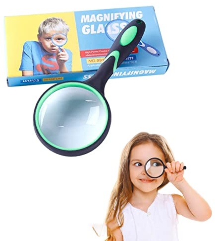 Lente d'ingrandimento,Lente d'ingrandimento 10x HD per bambini, portatile lente d'ingrandimento con manico in gomma antiscivolo, adatta per anziani, gioiellieri, artigianato, libri, insetti