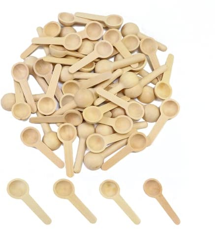 CATELL 50Pcs Mini Wooden Spoons Salt Spoon Small Wooden Spoons Small Condiments Spoons for Honey Seasoning Spice Jars Coffee Seasoning Natural Wood Mini Spoon (6.8 X 2.5cm)