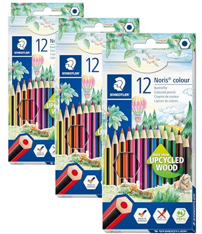 STAEDTLER 185 C12 Noris Colour Colouring Pencils - 12 Assorted Colours (Pack of 36)
