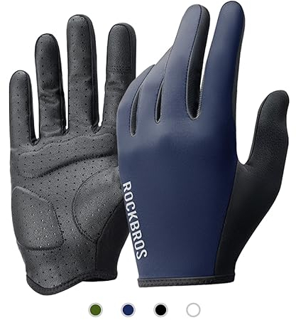 ROCKBROS Road to Sky Handschuhe Fahrrad Fahrradhandschuhe Touchscreen Vollfinger Atmungsaktive rutschfeste Handschuhe Frühling Sommer für Radfahren Laufen Fitness Damen Herren Blau L