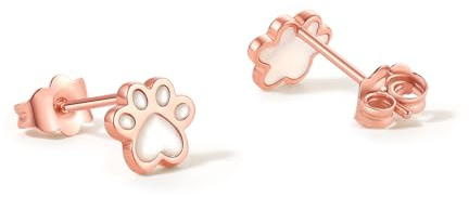 Pfoten Ohrstecker 18K 750 Rose gold, Hundepfote Ohrstecker Paw Ohrstecker Tier Ohrringe Hypoallergene Ohrstecker Geschenk Schmuck für Damen