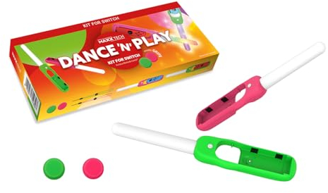 Maxx Tech Dance 'n' Play Play Kit for Nintendo Switch/OLED - 2x sound sensitive LED glow sticks for fitness, music and dance games