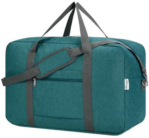 Narwey Handgepäck Tasche für Flugzeug Faltbare Reisetasche Damen Weekender Bag Sporttasche Damen Herren Handgepäck Koffer Groß 40L(Blau Grün)