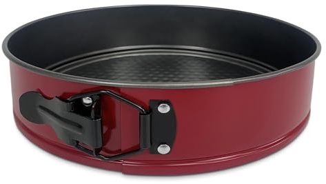 TIENDA EURASIA – Molde Desmontable, Antiadherente, Color Burdeos, Distintos Tamaños, Redondo, Acero Inoxidable, para preparar Tartas, Bizcochos y Pasteles (22 cm)