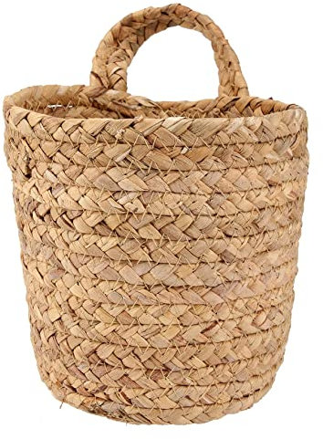 Cesta de Mimbre para Colgar en la Pared Plantador Maceta de Flores de Cuerda Colgante para Interiores y Exteriores Decoración de Cesta, Cesta de Maceta Colgante S