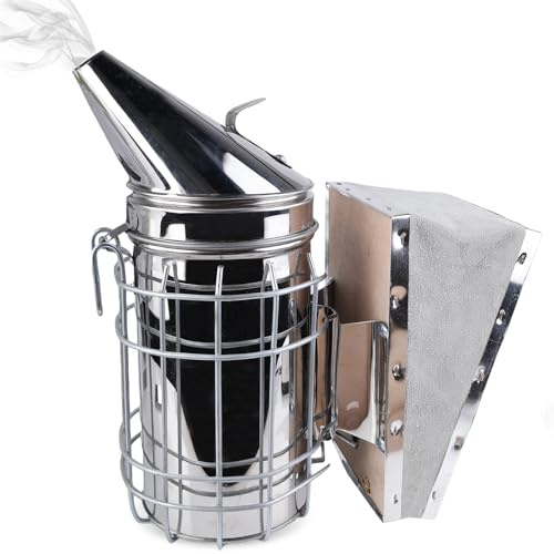 WANDGU Fumeur de Ruche en Acier Inoxydable : Outils de Fumigation pour les Abeilles, Accessoires d'Apiculture, Fumeur Portable en Technologie Apicole, Équipement Apicole