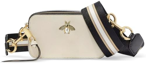 Ophlid Bee-Tasche, Kamera-Crossbody-Tasche für Damen, trendig, klein, Schnappschusstasche, breiter Riemen, Leder, Schultertasche, Clutch, Handtaschen