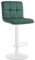 CLP Design Barhocker Peru Samt I Höhenverstellbarer Drehstuhl Mit Gestepptem Polster I Komfort Thekenhocker Mit Fußstütze Und Metallgestell, Farbe:grün, Gestell Farbe:weiß
