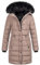 Navahoo Winterjacke Damen - Wasserabweisend, Warm, Kapuze, Winddicht - Wintermantel Lang, Mantel Frauen, Teddyfell gefüttert - Stehkragen, 7 Taschen, verlängerter Zipper - Tau-Grey M