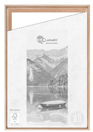 CLAMARO 'SFR35' Schattenfugenrahmen für 80x120 cm Keilrahmen | Eiche Hell | MDF-Holz Bilderrahmen für Keilrahmen Leinwände inkl. Aufhänger und Montagematerial