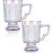 Joeyan 12 once Tazze da caffè in vetro iridescente, 350ml Set di 2 Tazze da caffè vintage a coste con manico, Tazze da tè per tè latte Cappuccino Espresso, Bicchieri arcobaleno