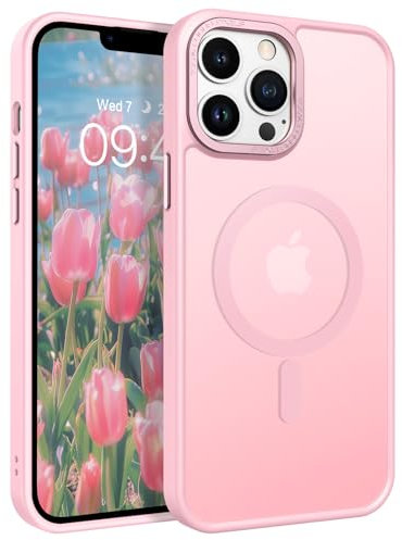 DUEDUE Coque pour iPhone 13 Pro Max, Compatible avec MagSafe Protection pour iPhone 13 Pro Max Matte Fine Rigide Antichoc, Coque de Téléphone pour iPhone 13 Pro Max, Aimant Magnétique Fort, Rose Pink