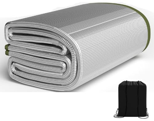 Alu Isomatte Schaummatten Isoliermatte Isolierdecke Faltbare Zeltmatte Bodenmatte Thermomatte Schlafmatte 7mm dick für Camping Matte aus Aluminiumfolie für Touren, Picknicks(3m x 2m)
