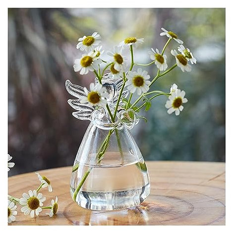 GEK208130 Jarrón Decorativo Jarrón de Cristal de Ángel Creativo, jarrón hidropónico Transparente, hogar, Sala de Estar, decoración de Escritorio de Oficina, pequeños Adornos Jarrones para Flores