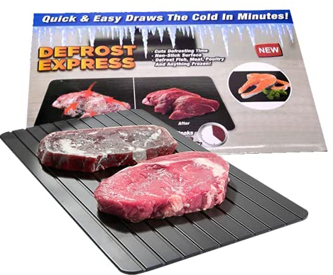 Bandeja de descongelación – Bandeja para Queso y Placa descongelante – Función de descongelación rápida para Carne, filetes, Pollo y Pescado - Sin Necesidad de Electricidad o Microondas