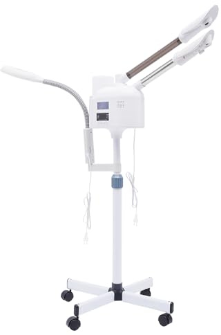 3 in 1 Vaporizzatore Viso Professionale Luce LED e lente d'ingrandimento 750W Sauna Facciale Pulizia Viso 1000ml Capacità Vapore Facciale Compressa Nano Atomizzante con Tecnologia di Riscaldamento PTC