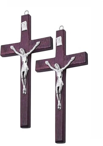Thapncow 2 Piezas Crucifijo Pared, Vintage Madera Jesús Figura Cruz Colgante, Adorno Cristiano, Cruz Madera, Crucifijo de Pared, Oración Adorno Regalo, Colgante, Nacimiento, Comunión, Bautismo
