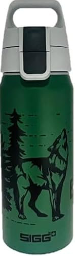 Sigg - Gourde Enfant En Aluminium - WMB ONE Brave Loup - Pour l'École et le Sport - Convient Aux Boissons Gazeuses - Étanche & Légère - Sans BPA - Certifiée Neutre En CO2 - Vert - 0,6L