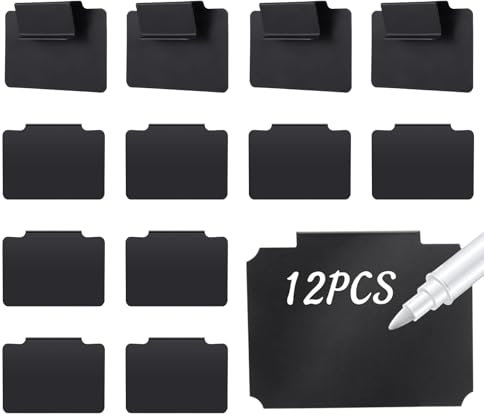 12 Pcs Plastic Label Clips,Basket Label Clip On,Removable Clip On Labels for Storage Bins Fabric Organization Box(Black)